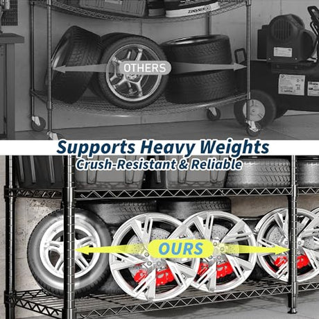 GAOMON 59" W Storage Shelves Metal Shelving Unit, 1060 LBS Heavy Duty Wire Shelving 4-Tier L-Shaped Storage Rack with Adjustable Shelf for Pantry Kitchen Corner Bedroom GAOMON