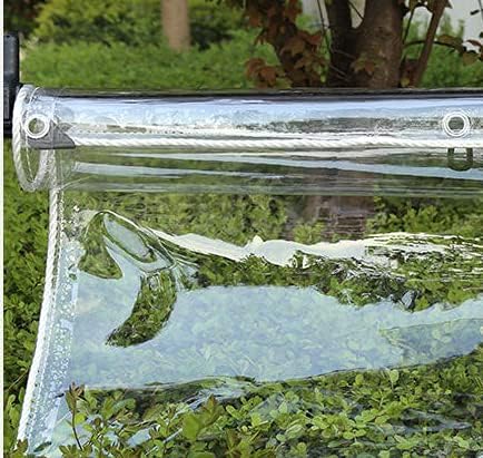FoundGo 10' x 12' Clear Tarps Heavy Duty PVC Vinyl 20 Mil Thick Tarpaulin, Glass Tarpaulin with Metal Grommets, Protects Against Water, UV-Ray, Tear, Cold Weather Resistan FoundGo