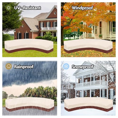 Westblue Curved Patio Furniture Covers-Outdoor Patio Furniture Sectional Covers Waterproof Reinforced Rip-Stop Anti-UV 600D Heavy Duty Outdoor Couch Cover with 3 Air Vent Sofa Cover 190"(128") Westblue