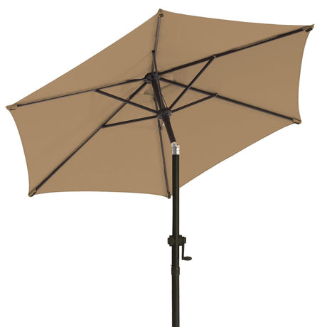 wikiwiki 7.5 FT Patio Umbrellas Outdoor Table Market Umbrella with Push Button Tilt/Crank, 6 Sturdy Ribs, Fade Resistant Waterproof POLYESTER DTY Canopy for Garden, Lawn, Deck, Backyard & Pool, Tan wikiwiki