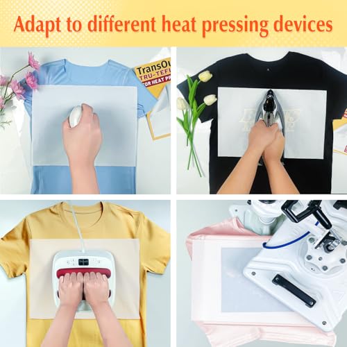 30 Pack PTFE Teflon Paper 16×11.7" 20 Sheets and Teflon Paper 8.5×11" 10 Sheets Mix Pack for Heat Press Heat Resistant Craft Mat,Sublimation Paper and Heat Transfer Paper Reusable TransOurDream