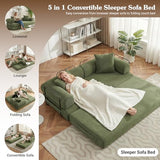 MAKIAAP 78.5'' Convertible Folding Sofa Bed, 5-in-1 Modular Floor Couch, Corduroy Small Cloud Couch, Compressed Foldable Sleeper Sofa, King Size Futon for Bedroom, Guest Room (Green) MAKIAAP