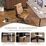 VINGLI Comfy Brown Leather Office Desk Chair,Ergonomic High-Back Computer Gaming Chair with Replaceable Wheels,Dual-Base,Adjustable Height&Armrests,360 Swivel Task Chair for Home Office,Vintage,Rustic VINGLI