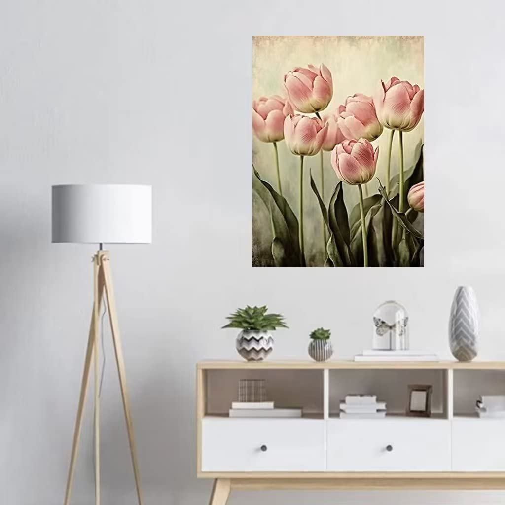 RMSGOZO 5D Japanese Cherry Blossom Diamond Painting Kits - Snowy Mountain Full Round Diamond Crystal Art Craft Kits for Adults and Kids, for Wall Decor & Living Room Decor Gifts (12 X 16 Inch) RMSGOZO