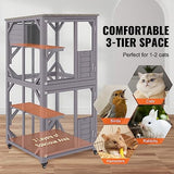 VEVOR 3-Tier Cat Playpen Catio with Wheels, Resting Box, Waterproof Roof, Windows & Doors, Removable Tray VEVOR