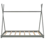 Bellemave Twin Montessori Floor Bed Frame with Sturdy Triangle Structure in Gray Bellemave