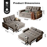 Vakdle Loveseat Convertible Sofa Bed, Pull-Out futon Couch,3 in 1 Sleeper Bed with Reclining Backrest and Storage for Bedroom Living Room Apartment (Grey, 47.24") Vakdle