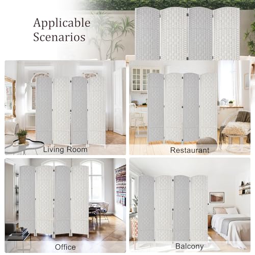 Rose Home Fashion 6 ft Tall Room Divider, Room Dividers and Folding Privacy Screens, 15.7in Privacy Screen 4 Panel Partition Temporary Wall Separation for Private, White Rose Home Fashion