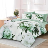 Dobuyly Green Queen Comforter Set 7 Piece Bed in a Bag Queen, Sage Green Floral Printed Comforter Set with Sheets, Soft Microfiber Botanical Flower Complete Bedding Set for All Season Dobuyly
