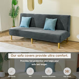 Armless Futon Cover Velvet Futon Slipcover Soft Stretch Couch Covers with No Arm Sofa Bed Cover with Non-Slip Thick Plush Furniture Protector Washable Couch Slipcovers for Living Room(Dark Grey) XIAROGEE