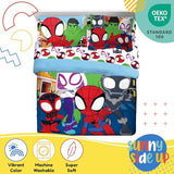 Sunny Side Up Marvel Spidey & His Amazing Friends Full Comforter Set - 7 Piece Kids Bedding Includes Comforter, Sheets & Pillow Cover - Super Soft Superheroes Microfiber Bed Set Sunny Side Up