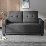 Mjkone Futon Floor Pull Out Sofa Bed, Folding Loveseat Sleeper with Tri-Fold Pullout Beds, 55" Width 2-in-1 Multi-Function Fold Out Gaming Sleeper Sofas Couch for Living Room Home Office, Dark Grey Mjkone