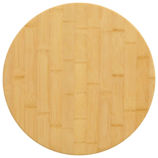 vidaXL Round Bamboo Table Top - 19.7" Diameter, 1" Thick, Natural Hardwood, Versatile, Easy to Clean, Unique Grain Pattern, Ideal for Coffee Tables, Side Tables, Console Tables - WoodArtSupply