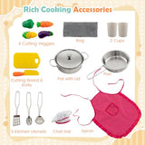 HONEY JOY Corner Kids Kitchen Playset, Wooden Play Kitchen for Toddlers, Range Hood, Water Circulation, Water Dispenser, Storage Box, Little Chef Pretend Toy Kitchen Set w/Lights & Sounds, Gray HONEY JOY