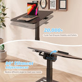 JYLH JOYSEEKER Foldable Mobile Standing Desk, Pneumatic Height Adjustable Rolling Sit Stand Desk, 90° Tiltable Portable Laptop Cart on Wheels, Mobile Desk Workstation for Home Office, Easy to Fold JYLH JOYSEEKER