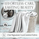 DECOLURE Satin Bed Sheets - 6 Piece Luxury Silky King Size Bedding Set - Softer Than Silk, Wrinkle-Free with 15” Deep Pocket Fitted Sheet, Perfect for Hair & Skin, Gifts for Women (Striped White) DECOLURE