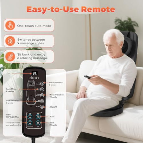 YOSSMO Shiatsu Neck and Back Massager with Heat, 8D Kneading Massage Chair Pad for Pain Relief Deep Tissue, Home Office Full Body Relaxation, Practical Gifts for Mom Dad Men Women YOSSMO