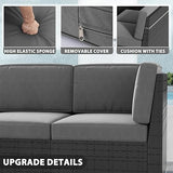 Vakollia 13 Pieces Patio Furniture Set with 44" Propane Gas Fire Pit Table, Outdoor Sectional Wicker Conversation Sofa Sets with Coffee Table Vakollia