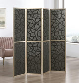 Roundhill Furniture Aurra 4-Panel Wood Room Divider, Folding Portable Partition Screen, Gold Roundhill Furniture