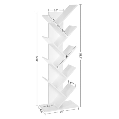 VASAGLE Tree Bookshelf, 9-Tier Bookcase, Large Bookshelf, Space-Saving Corner Shelf, Book Tree, Holds Books, CDs, Games, for Bedroom, Living Room, Home Office, Cloud White ULBC11WTV1