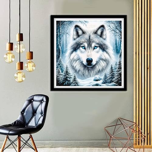 MOMDEDP Diamond Painting Kits for Adults Wolf 5D Diamond Art Kits for Adults Beginner, Paintings with Diamonds Gem Art and Crafts Animal Wolf Head Art Kits for Adult for Home Wall Decor 12x12 Inch MOMDEDP