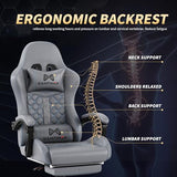 Gamtimer Gaming Chair, 400 lbs Adult Chair, High Back Computer Chair with Footrest and Linked Armrests, Office Video Game Chair with Lumbar Support (Grey) Gamtimer