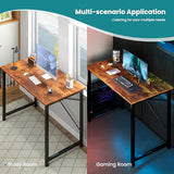OLIXIS 44 Inch Home Office Desk, Small Computer Work Table with X-Shaped Reinforcement, Home Simple Modern Writing Study Table, Rustic Brown OLIXIS