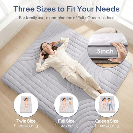 ZonLi Japanese Floor Mattress Futon Mattress Twin Size, Thicken Roll Up Tatami Mat Washable Cover, Portable & Foldable Floor Bed Mattress for Sleeping, Dormitory, Adult Kids ZonLi