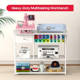 Crafit Extra Large Heat Press Table, Heat Press Stand Desk Cart with Vinyl Storage, Multi-Purpose Heavy Duty Metal Workbench for DIY Sublimation, T-Shirts Caps Mug & Tumbler Heat Transfer Projects Crafit