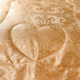 Raytrue-X Luxury Silk Bedding Comforter Sets, Gold Jacquard Lightweight Comforter Quilt, All Season Ultra Soft Microfiber Twin Comforter Set Matching 2 Pillow Shams(Twin/Twin XL, 3 Pieces) Raytrue-X