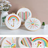 Konrisa Easy Embroidery Kit for Beginners Stamped Embroidery Starter Kit DIY Sewing Needlepoint Cross Stitch for Adults, Stitch Practice Kit 3 Embroidery Fabric Pattern
