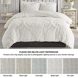 Madison Park Tufted Chenille Cotton Comforter, All Season Bedding Set, Matching Shams, Viola, Damask Off White King/Cal King(104"x92") 3 Piece Madison Park