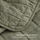 EVERGRACEHOME 100% Cotton Box Stitch Quilt Bedding Set King Size 3 Pieces, Garment-Washed Lightweight Soft Cozy Coverlet, Oversized Quilted Bedspread Sets with 2 Shams for All Season, Olive Green EVERGRACEHOME