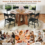 HUAHUU Round Dining Table Set for 6, 7-Piece Kitchen Table and Chairs for 6, 47'' Round Dining Room Table Set with 6 Chairs, Space Saving Dining Table with Wood Base for Kitchen, Living Room, Brown HUAHUU