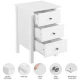 Yaheetech Bedside Table Set of 2, Nightstand with 3 Drawer and Solid Wood Legs, Accent Night Stand with Storage Cabinet for Home Office/Small Space, 16″ D × 16″ W × 24″ H, White Yaheetech