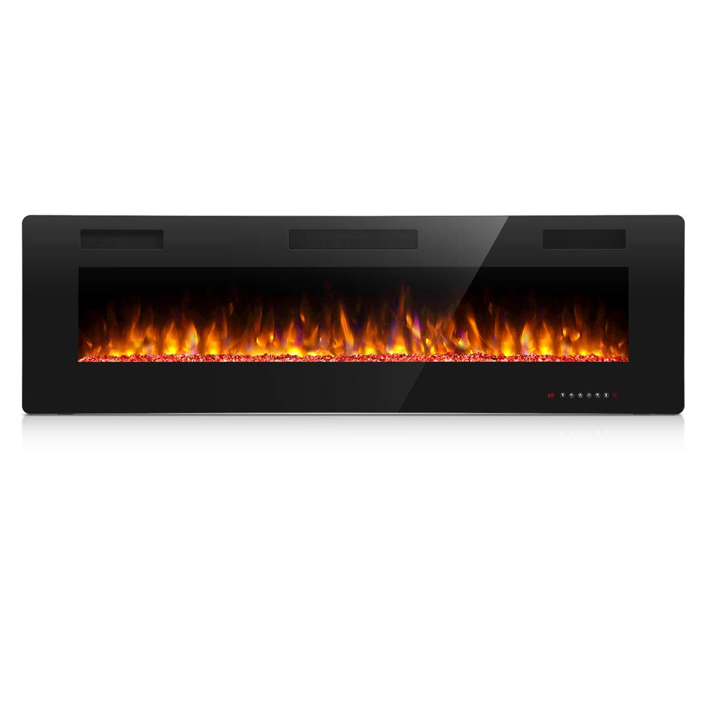 Antarctic Star 60 Inch Electric Fireplace in-Wall Recessed and Wall Mounted, Fireplace Heater and Linear Fireplace with Multicolor Flame, Timer, 750/1500W Control by Touch Panel & Remote Antarctic Star