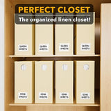 SpaceAid 8 Pack Bed Sheet Organizers and Storage, Foldable Sheet Organizer for Linen Closet, Sheets Set Folder Keeper with Window XL (Queen & King Size) Bedding Container (Beige, 8 Pack) SpaceAid