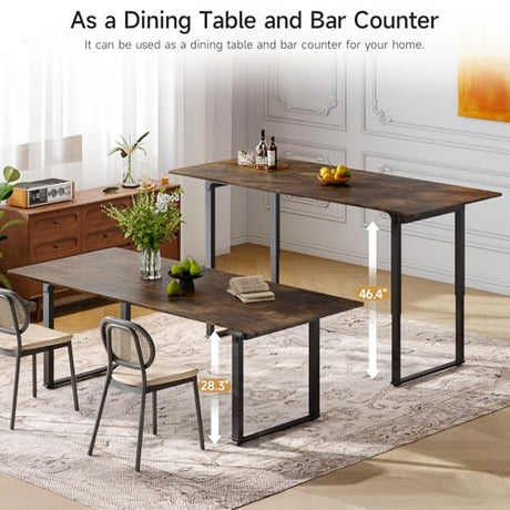 ONBRILL Standing Desk, 71x32 Inches Rectangle Stand Up Desk with 4 Legs, Dual Motor and Memory Controller, Adjustable Height from 28-46 Inches for Home and Computer Workstation, Rustic Brown ONBRILL