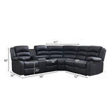 EBELLO Faux Leather L-Shaped Reclining Sectional Sofa Couch, Manual Recliner Sofa, with Cup Holders, Storage Space, a Convertible Backrest 5 Seats Home Furniture Set for Living Room, Black EBELLO