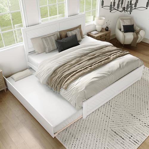 AFI, Canyon King Platform Bed with Matching Footboard & Twin XL Trundle, White AFI