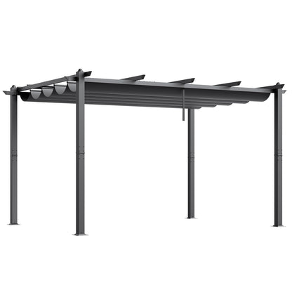 VEVOR 10'x13' Outdoor Retractable Pergola with Canopy, Aluminum Pergola with Retractable Canopy, Modern Pergola with Sun Shade Canopy for Patios, Gardens, Decks, Backyards (Gray)