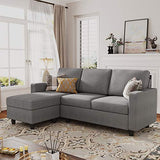 HONBAY Convertible Sectional Sofa, Convertible L Shaped Couch with Reversible Chaise, Sectional Couch for Small Space Apartment, Grey HONBAY