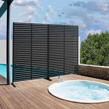 Metal Privacy Screen Outdoor 72" H×47" W,Freestanding Decorative Privacy Screen for Balcony Yard&Garden,Privacy Fence-Black&Louvered YESUNEED