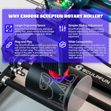 SCULPFUN Laser Engraver Rotary Roller - 360° Y-axis Module for Cylindrical Objects, Cans, Tumbler - Compatible With Most Engraving Machines SCULPFUN