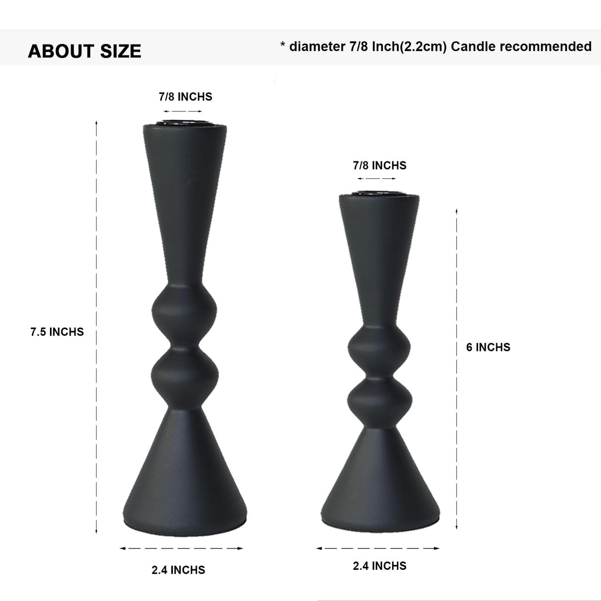 SDALI HOME 2 Candle Holder Black Candlestick Holders-Taper Candle Holders for Candlesticks Set of 2,Double Modern Wooden Small Candle Sticks Candle Holder for Decor（7.5"/6" H） SDALI HOME