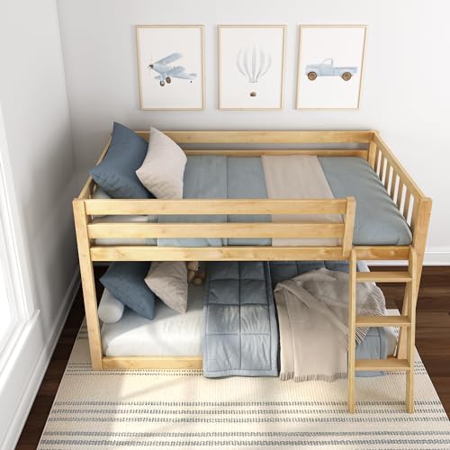 Max & Lily Fundamental Twin Low Bunk Bed - Solid Wood Kids Bed Frame with High Safety Features Max & Lily