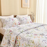 Sanracie 100% Cotton Quilt King Bedding Set(110"x98")-Floral Quilted Bedspreads Set,3pcs Yellow Wild Flower Botanical Printed Pattern Quilt Bedding Coverlet Summer Soft Lightweight Aesthetic Bedding Sanracie