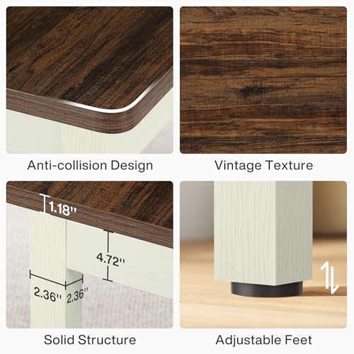 Tribesigns Farmhouse Dining Table Set for 4-6, 55-Inch Wooden Kithcen Table with 2 Benches, Space Saving 3 Pieces Heavy Duty Dinette for Dining Room, Kitchen, Small Space Tribesigns