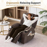 Rocker Recliner Chair with Massage and Heat, Nursery Rocking Chairs for Living Room, Ergonomic Comfy Relining Chair with Cup Holders, USB Charge Port, Side Pockets, Recliner Sofa, Brown