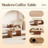 Honyee Modern Oval Coffee Table, Small Coffee Tables for Living Room - Oak Wood Top with Solid Legs, Wooden Center Table Easy Assembly for Living Room &Bedroom,Office, Natural Honyee